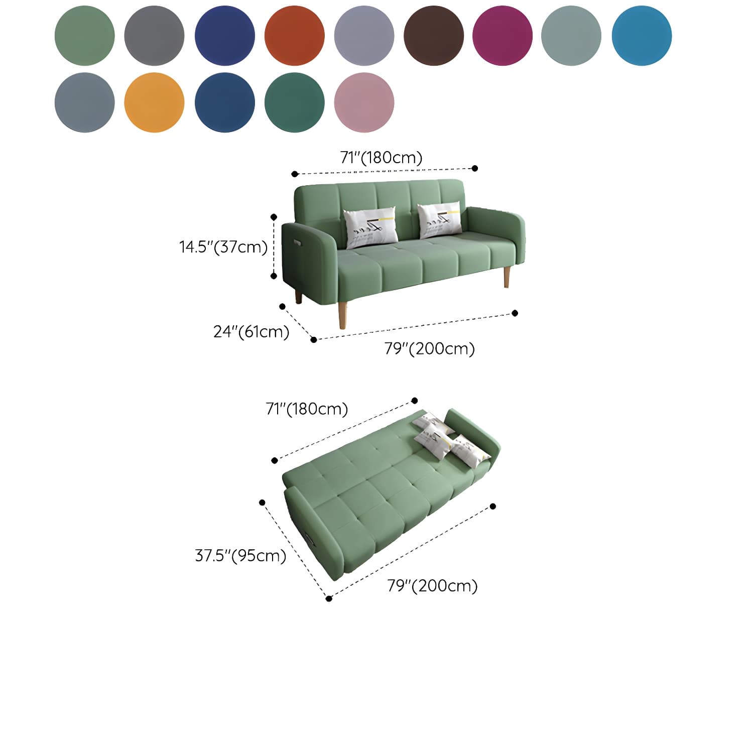 Living Room Linen Chesterfield Sofa with Wooden Legs Square Arm Loveseat - image 25