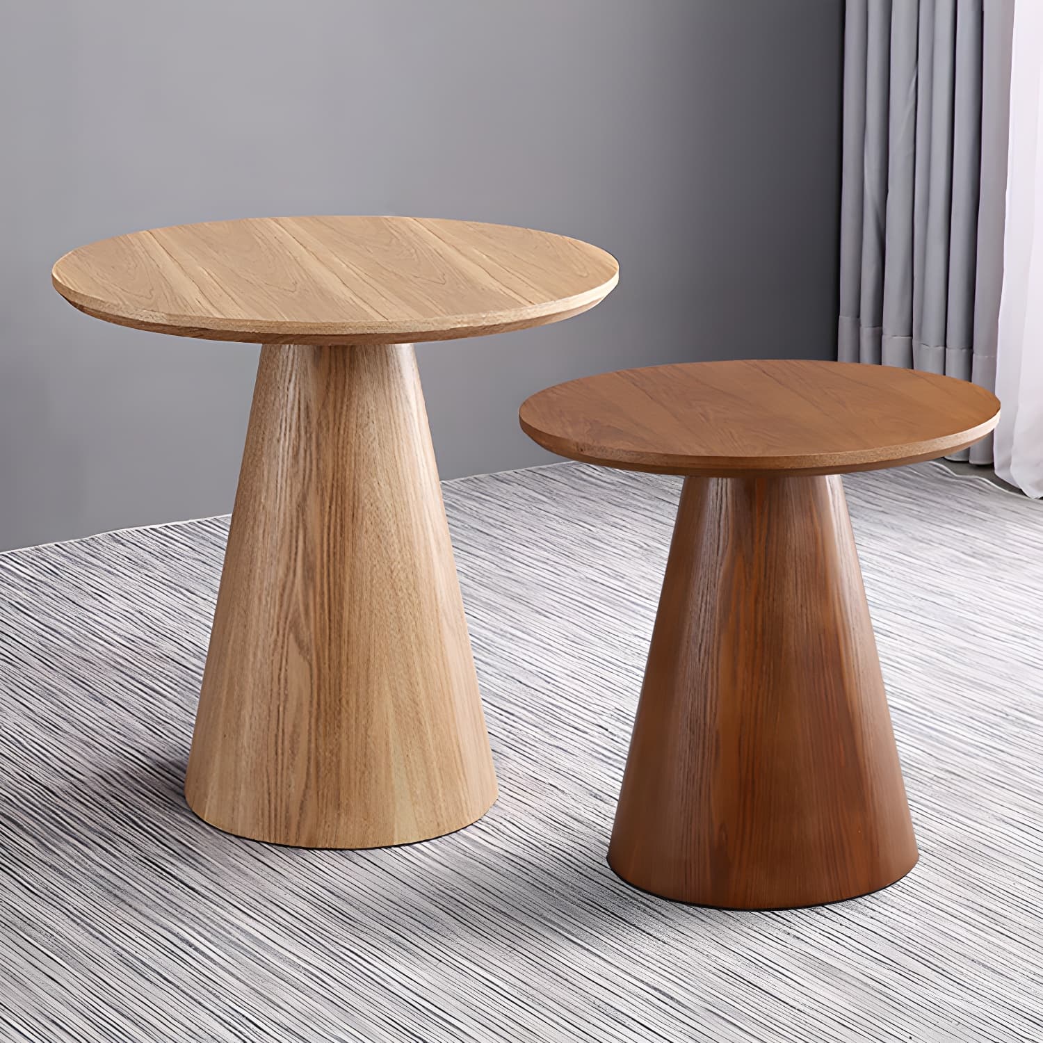 Scandinavian Pedestal Coffee Table Set Round Wooden Coffee Table for Living Room - image 7