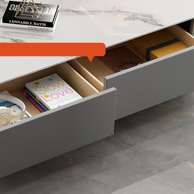 Four Leg Non-Upholstered Modern Metal Coffee Table with Storage and Drawers Standard Size - image 7