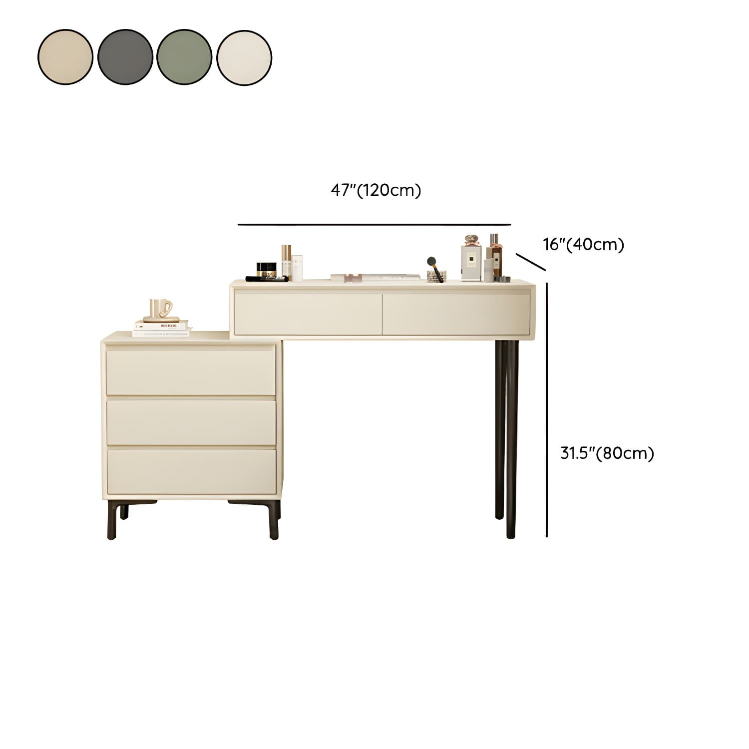 Modern Wood Makeup Vanity with Soft Close Drawers & No Mirror - image 16