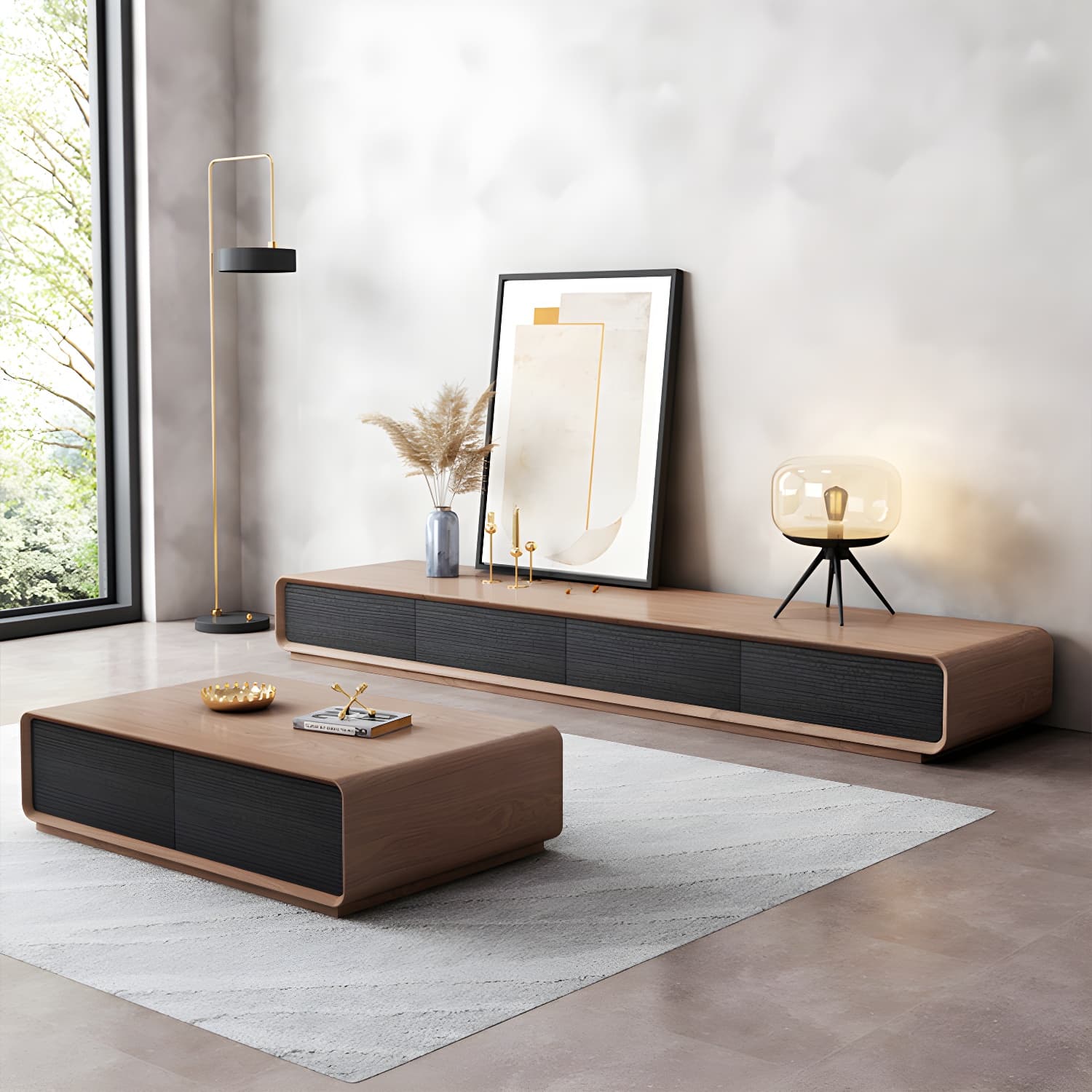 Brown Wooden TV Stand with Drawers and Soft Close Drawer Glides - image 7