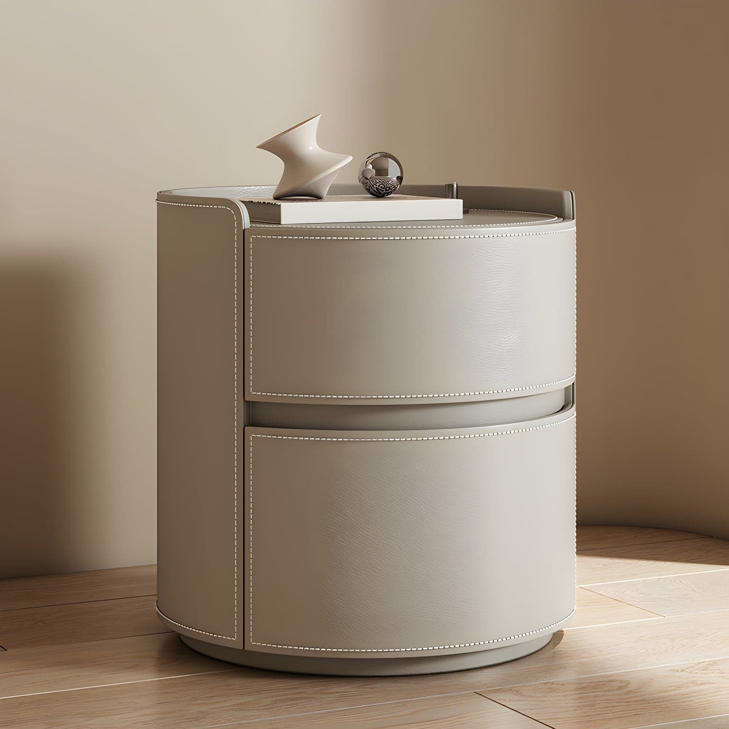 Modern Wood Nightstand with 2 Drawers and No Distressing Brown Color - image 5