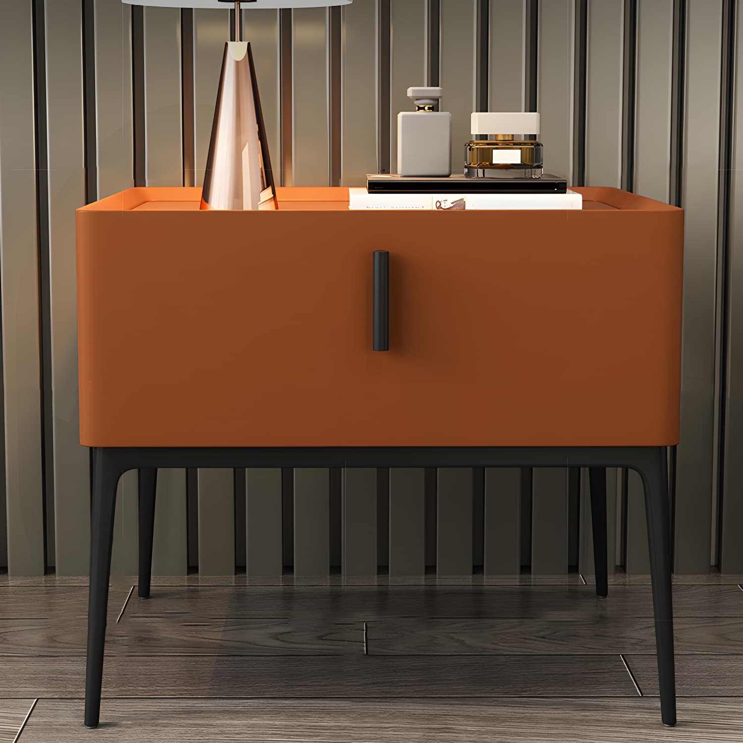Mid-Century Modern 19-inch Tall Night Table 4 Legs Nightstand with 1 Drawer - image 17