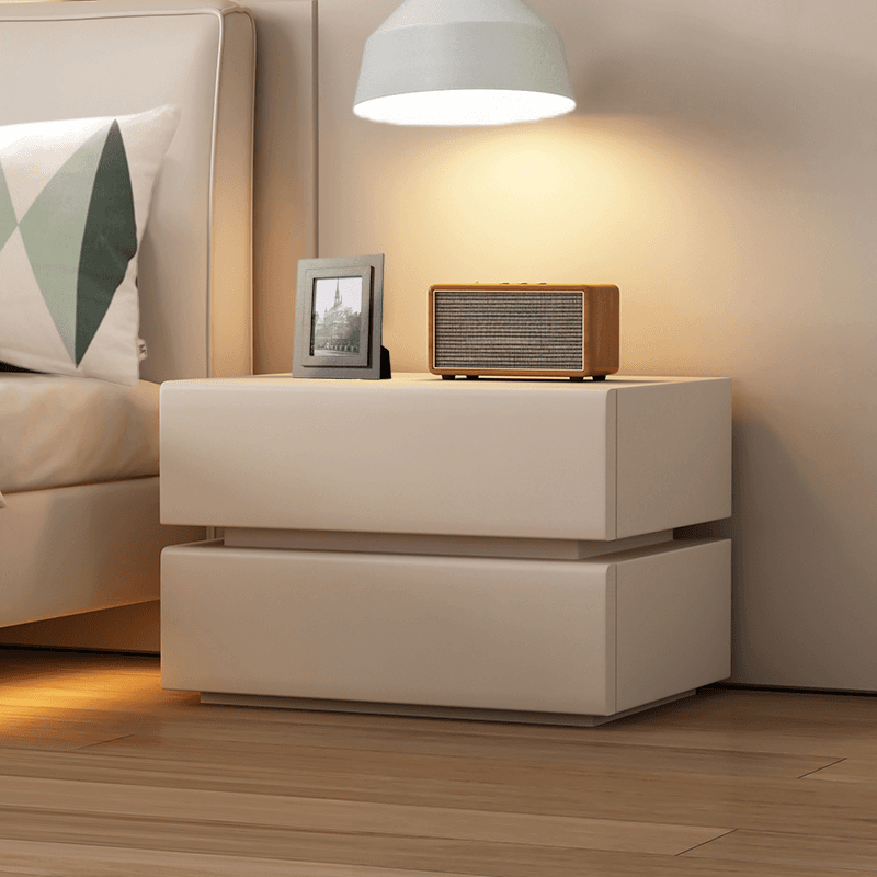 Art Deco Style Bedside Cabinet Nightstand with 2 Drawers and Pine Countertop - image 4