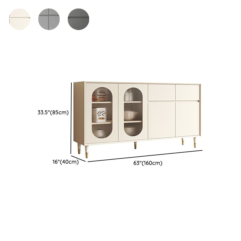 Wood Glam Sideboard Credenza with Glass Doors and Drawers, 40cm Overall Width, 85cm Overall Height - image 19