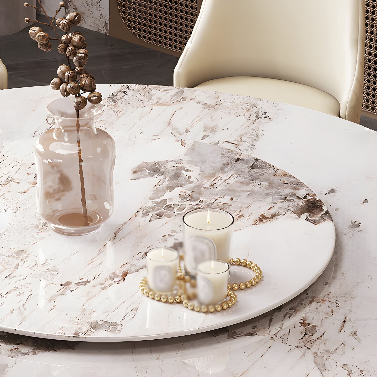 Glam 1/3/4/5/7 Pieces Dining Sets Round Dining Room Table Set - image 6