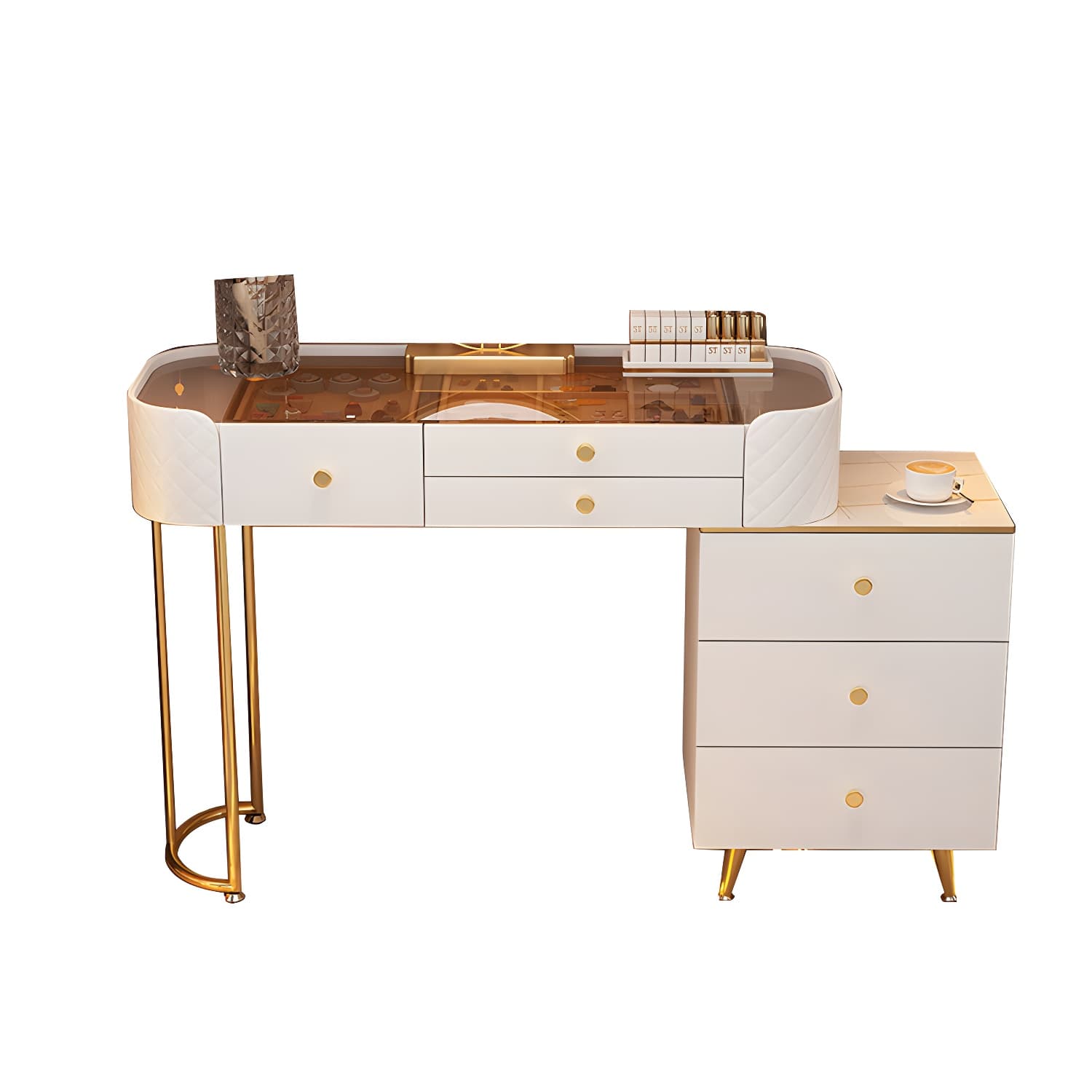 5/6 Drawers & Mirror Jewelry Vanity Desk 30.7" Tall Makeup Vanity Desk - image 13
