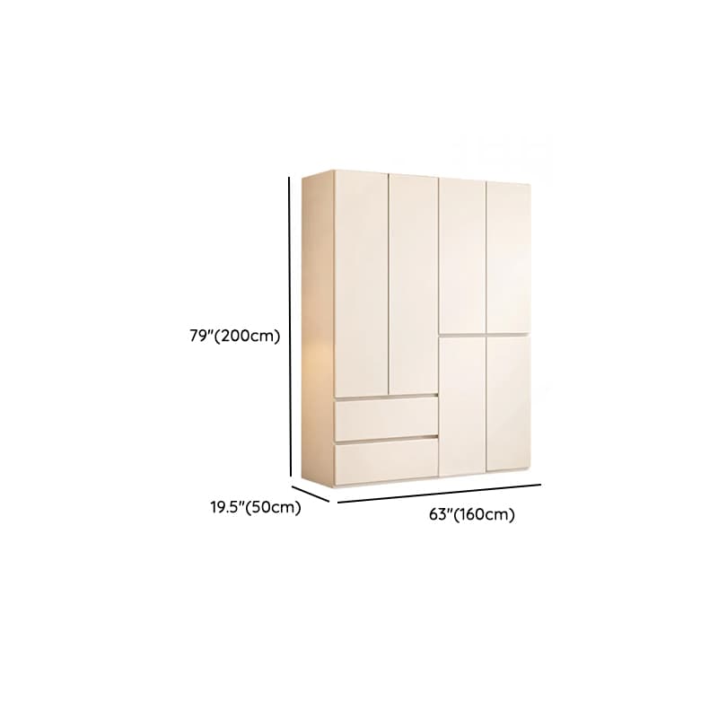 White Minimalist Wooden Independent Wardrobe Closet with 2 Drawers, Soft Close Door, and Interior Shelves - image 8