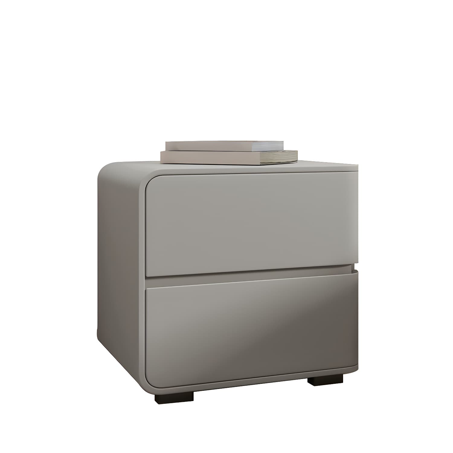 Modern Wood Nightstand with 2 Drawers - Small and Low Profile - Faux Leather Countertop - image 14