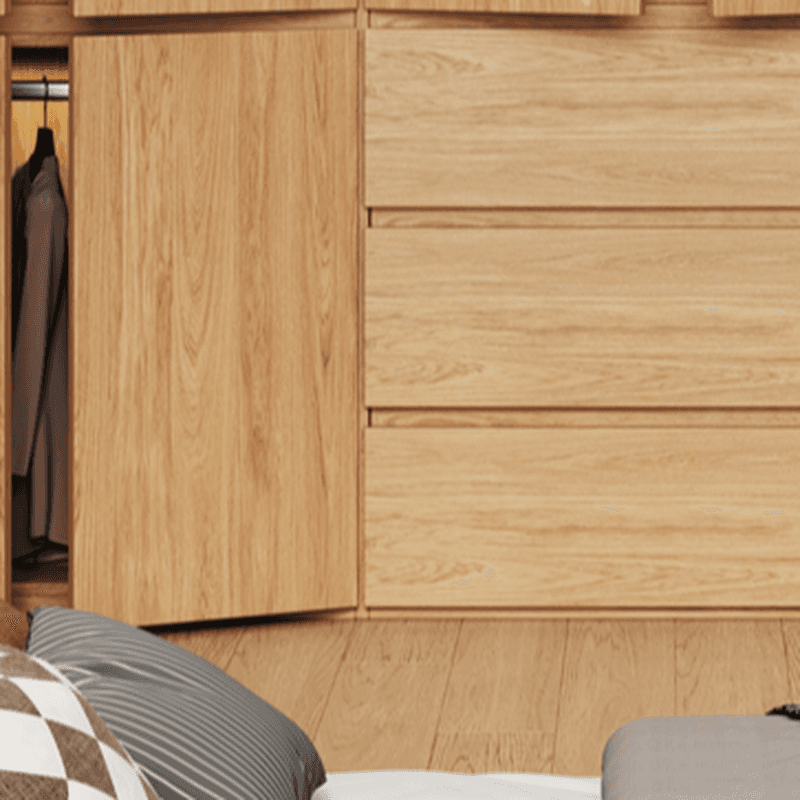 Wood Grain Minimalist Laminate Independent Wardrobe Closet with Soft Close Drawer, Soft Close Door, and Interior Shelves - image 3