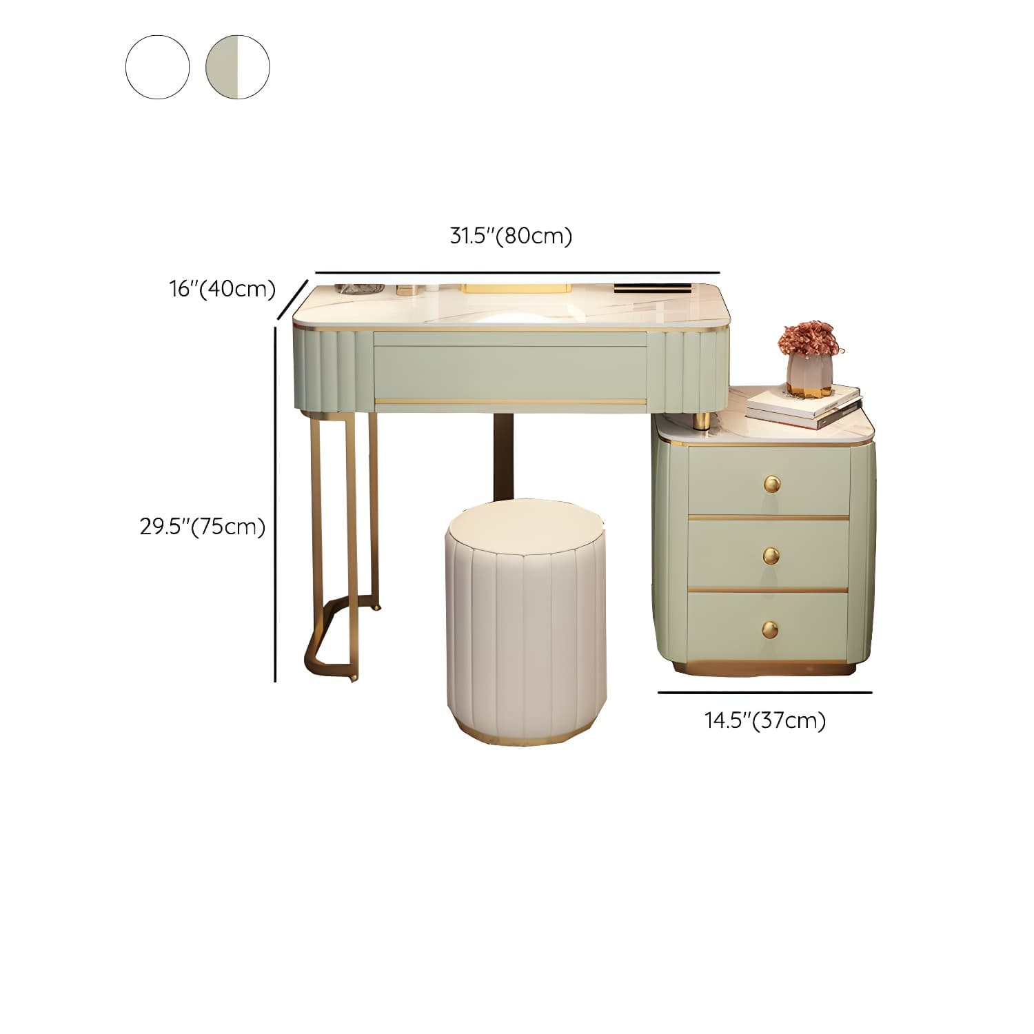 Contemporary Make-up Vanity with White Wooden Top for Bedroom - image 17