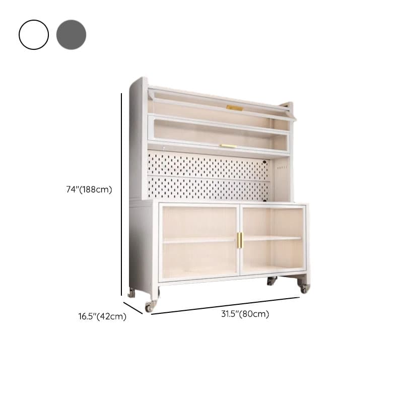 Narrow Steel Countertop Sideboard with Wheels, Cupboard, Changeable Shelf, and 3/4 Doors - image 16