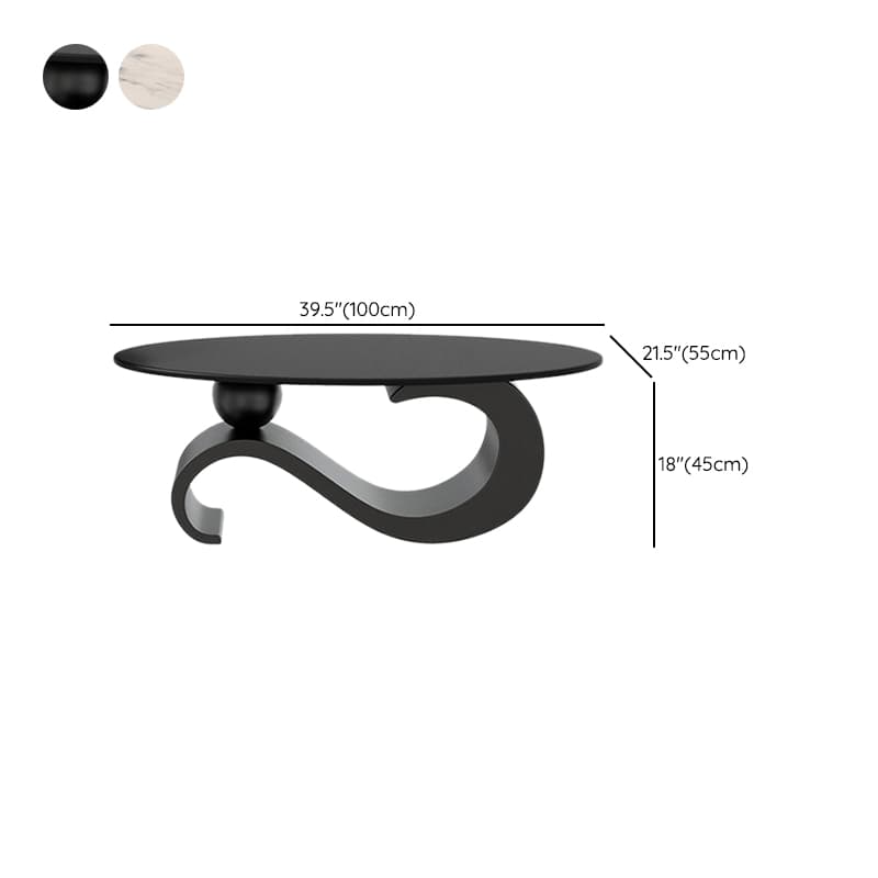 Minimalist Elliptical Rock Nesting Accent Table with Abstract Base - image 9