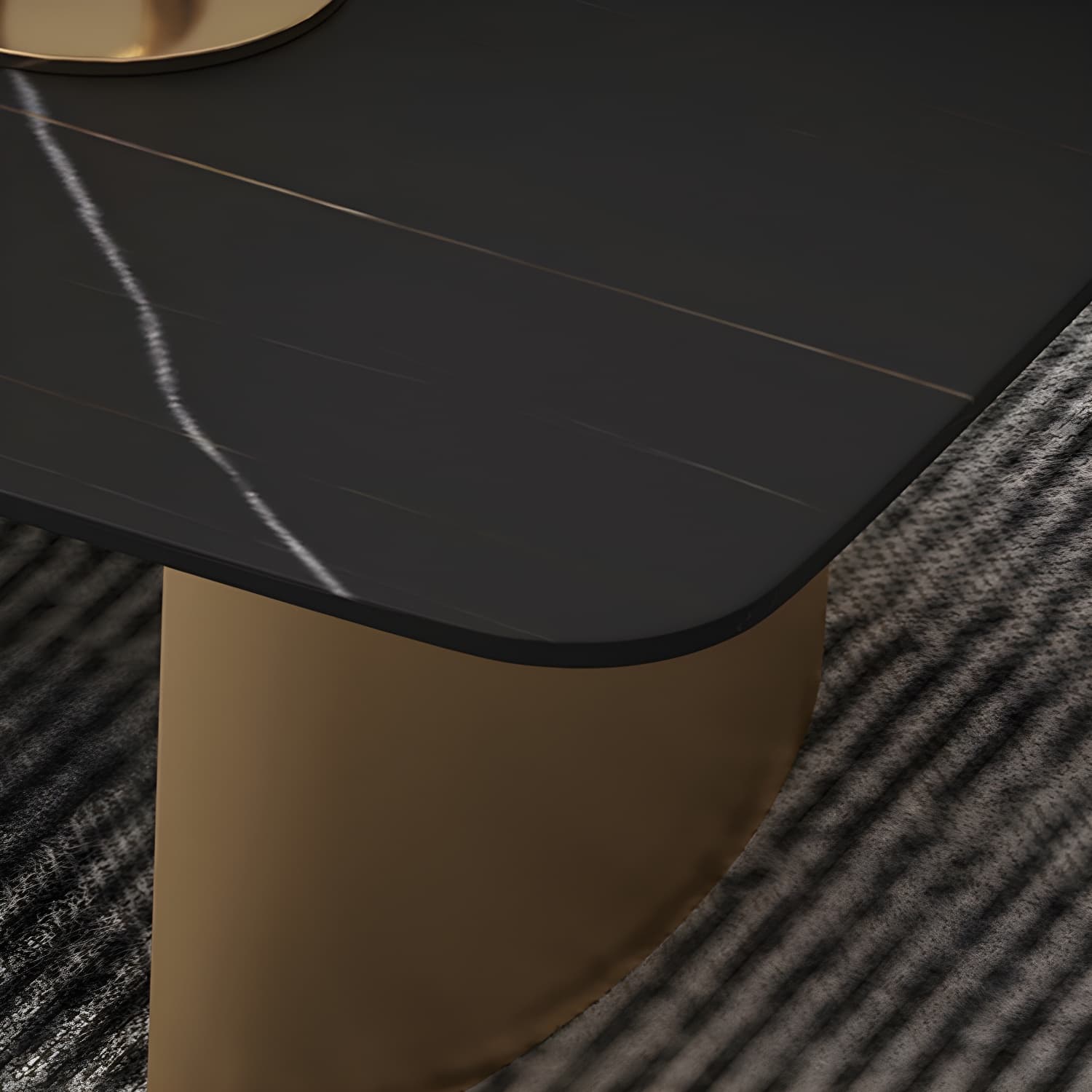 Glam 15.7" H Rectangle Slate Coffee Table Steel 2 Legs Cocktail Table - image 7