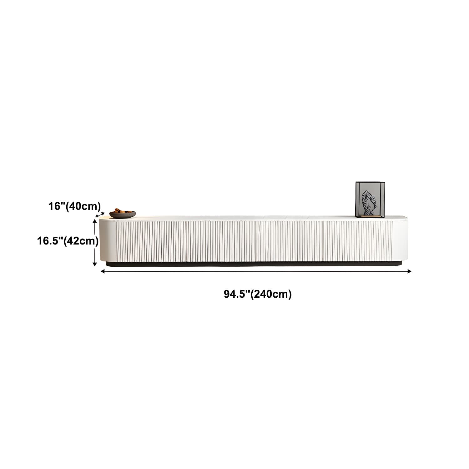 Modern White TV Media Stand 16" W Enclosed Storage Stone TV Stand with Drawers - image 18