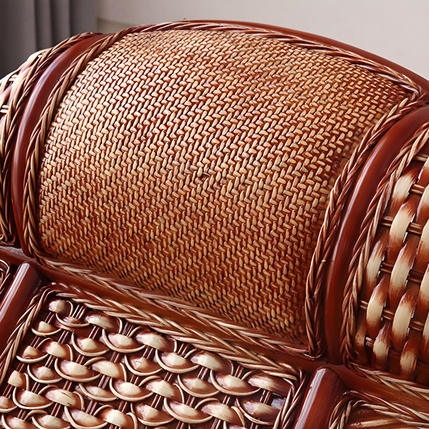 Traditional Rocking Chair Rattan Solid Color Spindle Backrest Indoor Rocking Chair - image 9