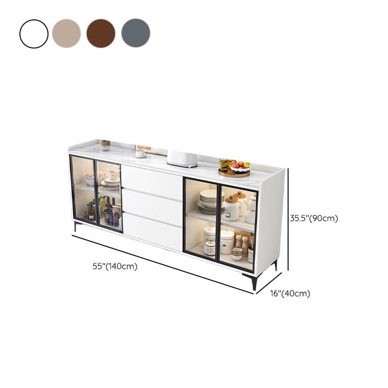 Standard/Narrow/Wide Oven Cabinet with 3 Drawers, Cupboard, Cabinets Storage, Sintered Stone Countertop, Glass-panel Door, and Flexible Shelf - image 18