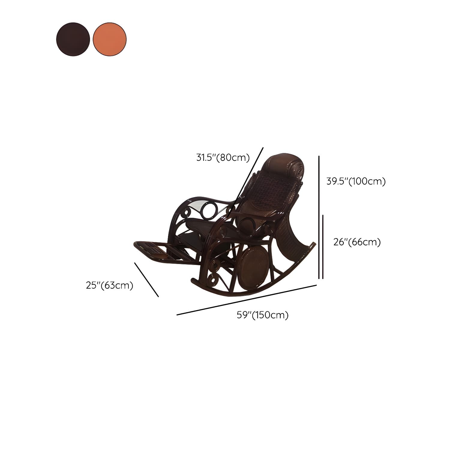 Traditional Rocking Chair Rattan Solid Color Spindle Backrest Indoor Rocking Chair - image 17