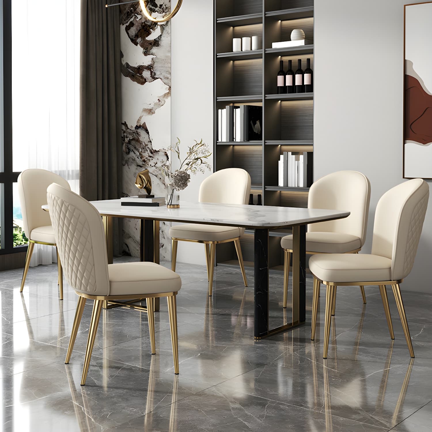 Gold Leg Glam Side Chair with Low Back and Upholstered Faux Leather in Polyurethane Material - image 22