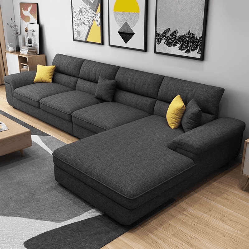 L-Shape Olive Green/Oatmeal/Midnight Black Right Upholstered Sofa Recliner in a Contemporary Style