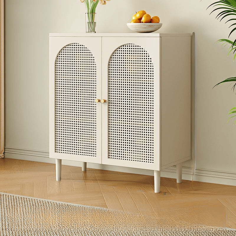 White Trendy Sideboard with 3 Drawers, Narrow/Standard Size, 3/6 Shelves, Lumber Countertop, and Glass-panel Door - image 11