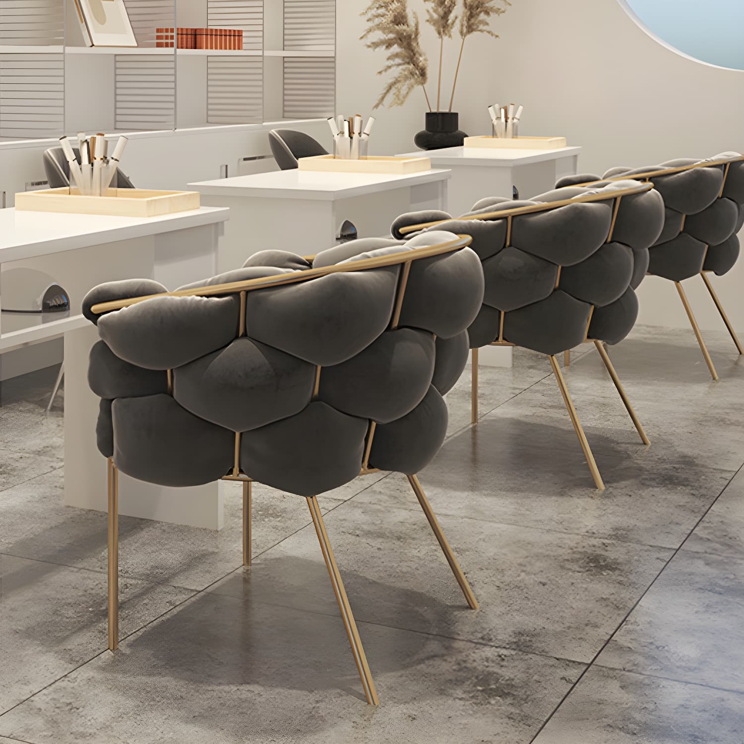 Glam Kitchen Gold Legs Chair Upholstered Dining Armless Chair - image 18