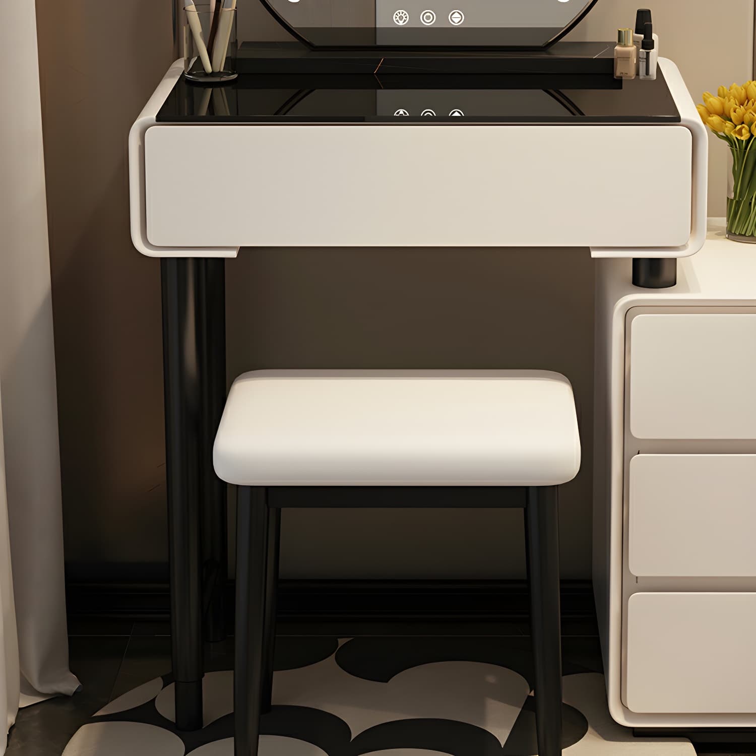Solid Wood Stylish Makeup Vanity Set with Drawers in Modern Style - image 9