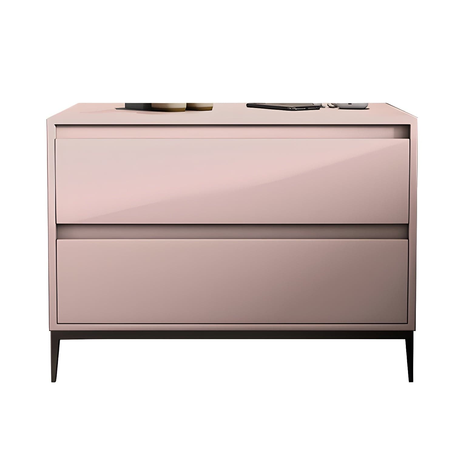 Modern Bedside Cabinet Leather Accent Table Nightstand with Drawers - image 5