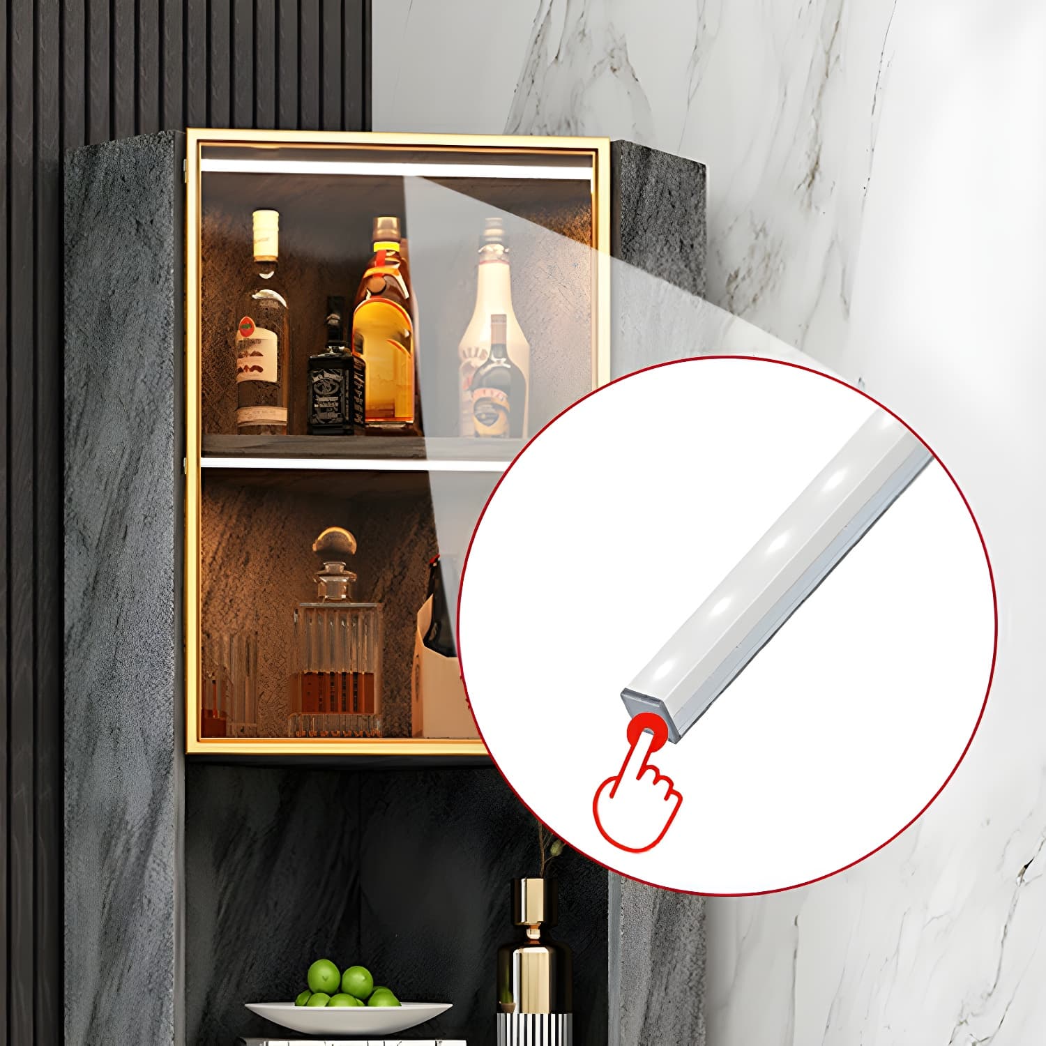 Glam Golden Corner Cabinet with Glass Doors and Exterior Shelving - image 12