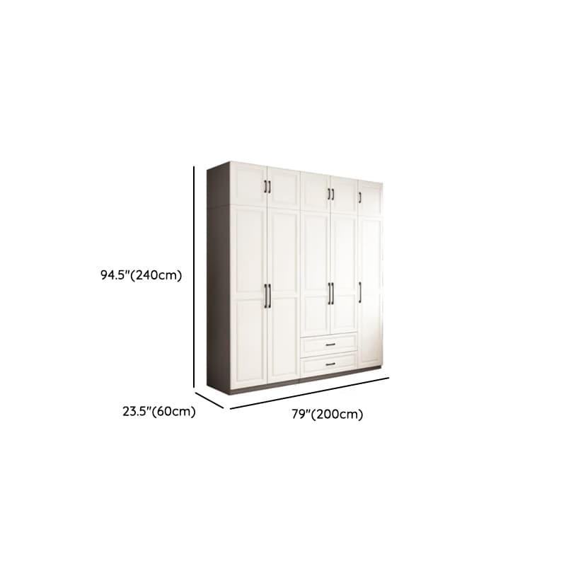 Chalk Minimalist Manufactured Wood Cabinet Armoire with 2-Drawer, Soft Close Door, Interior Shelves, and Clothing Rod - image 21