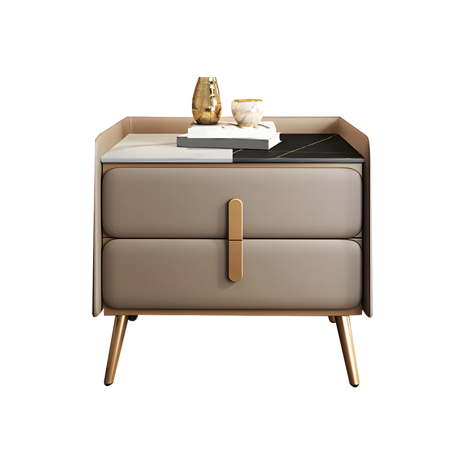 Modern Bedside Cabinet Stone Bed Nightstand with 2 Drawers for Living Room - image 21