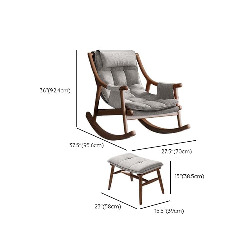 Simple Upholstered Rocking Chair with Ottoman, Scratch-tolerant Padded Track Arm, 2 Piece Set - image 20