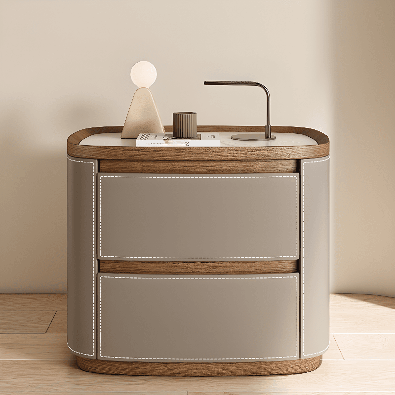 Modern Simple Style Nightstand With Drawer Storage Featuring 2 Drawers and Stone Countertop - image 10