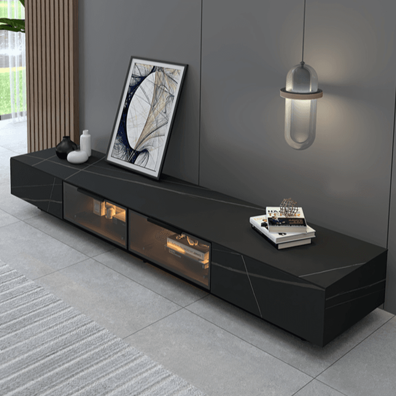 Rectangular TV Stand for Drawing Room with Light and Door - image 4