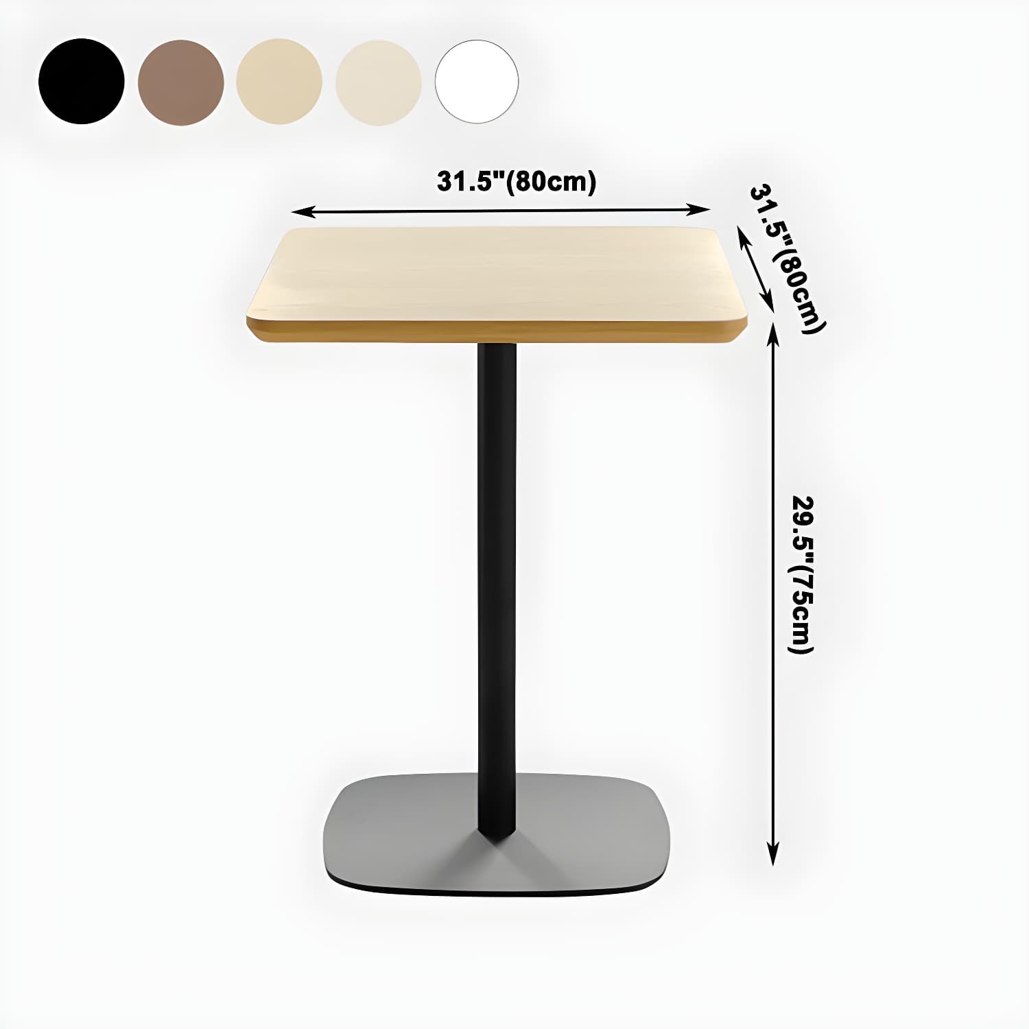 Metal Industrial Square Dining Table Solid Wood Top Table with Pedestal Base - image 20
