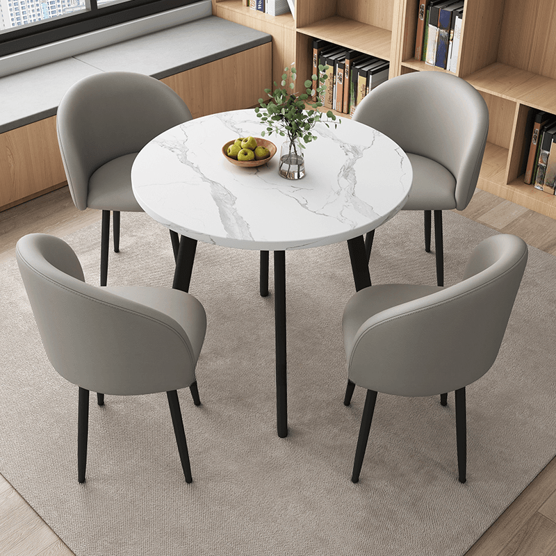 Circular Manufactured Wood Dining Table Set with Upholstered Back, Padded Chair, Arms, Seats 4 - image 17