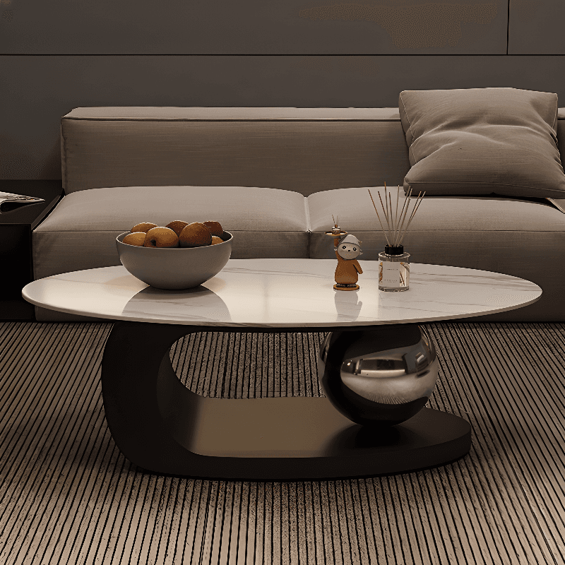 Single Stone Abstract Coffee Table with Chalk Top, Scratch-proofed and Oblong Shape for Indoor Use - image 7