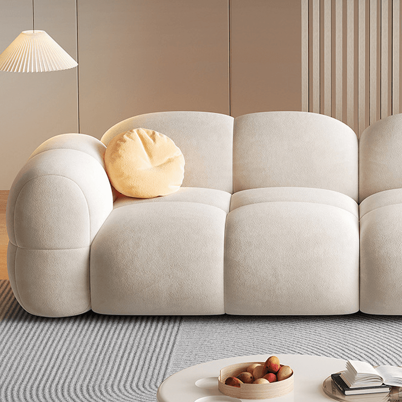 Modish Solid Color Scratch-durable Standard Sofa in Blush/Sage/Ivory for 4 Person/Seats 5/Seats 6 with 2 Pillows - image 9