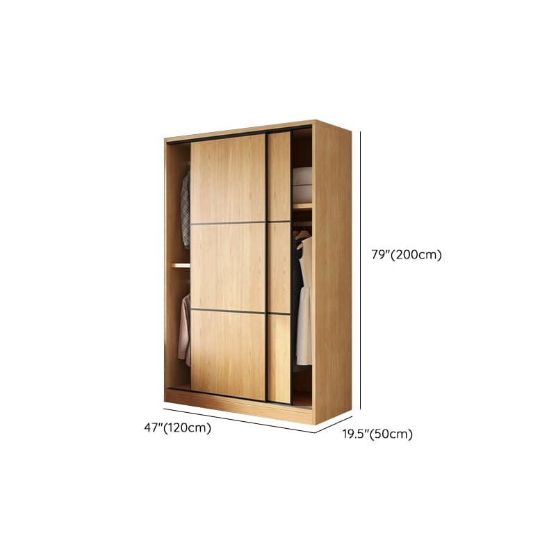 Natural Finish Modern Timber Self-supporting Wardrobe with Soft Close Drawer, Soft Close Door, and Clothing Rod - image 8
