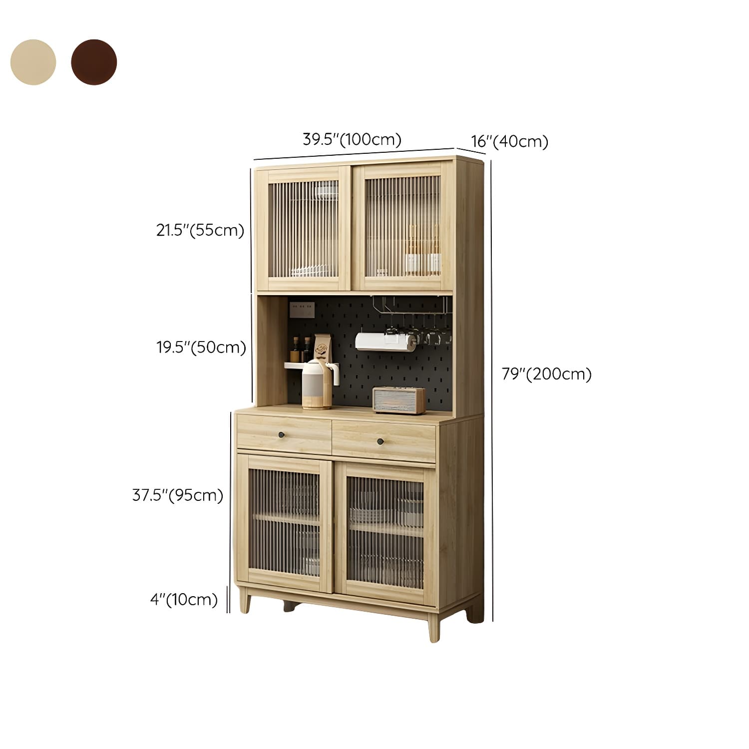 Contemporary Wood Buffet with Glass Doors and 3 Storage Drawers - image 18
