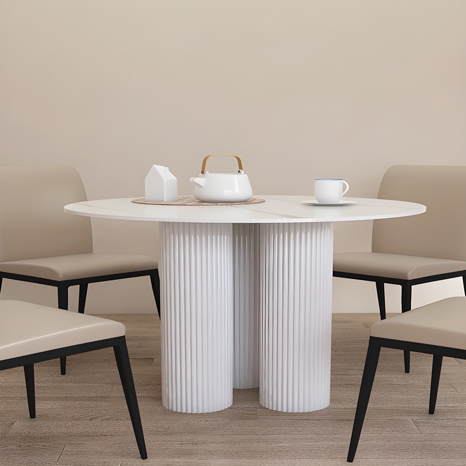 Contemporary Dining Table Round Dinner Room Table with Pedestal Base - image 4