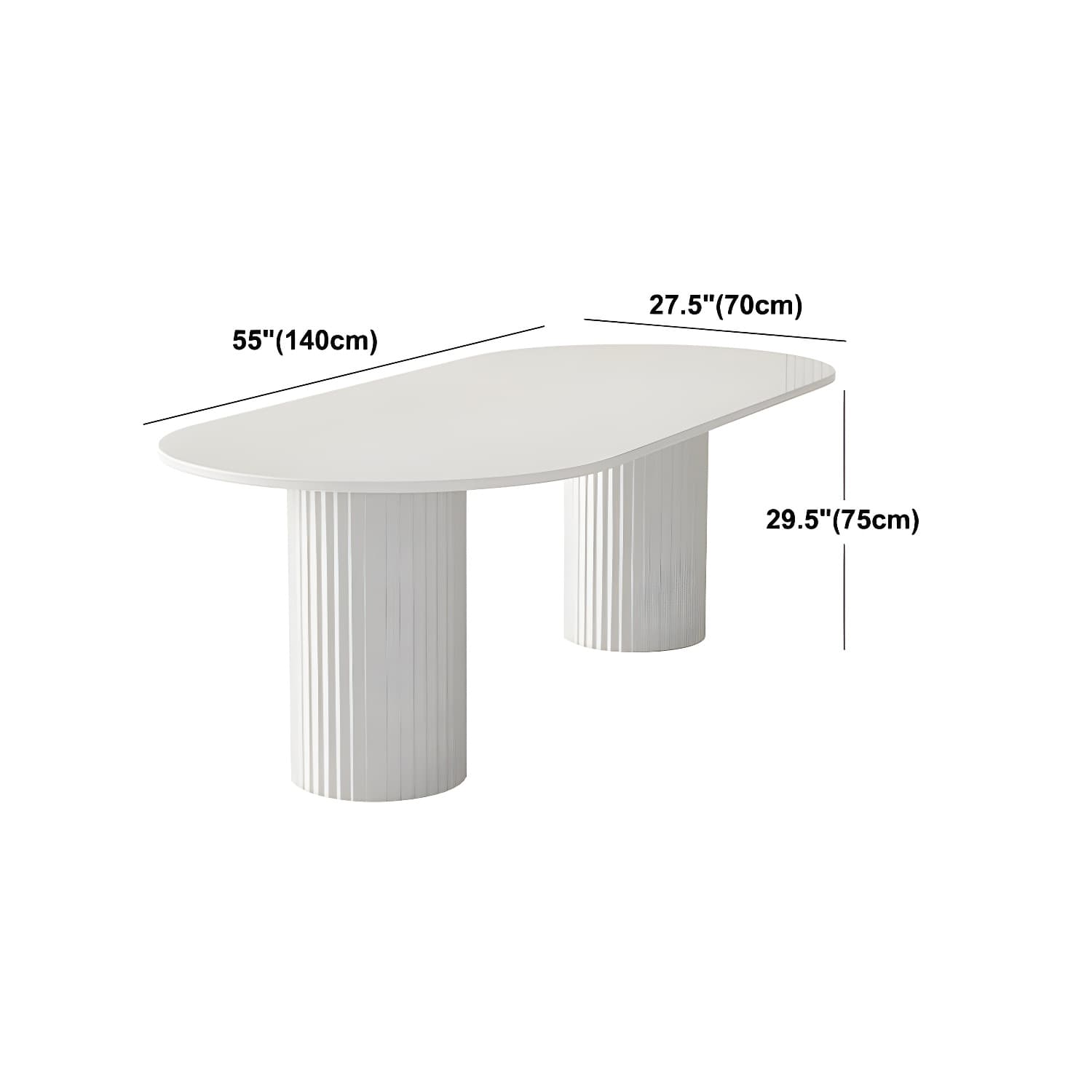 Oval Dining Table Modern Stone Dining Table in White with Double Pedestal - image 12