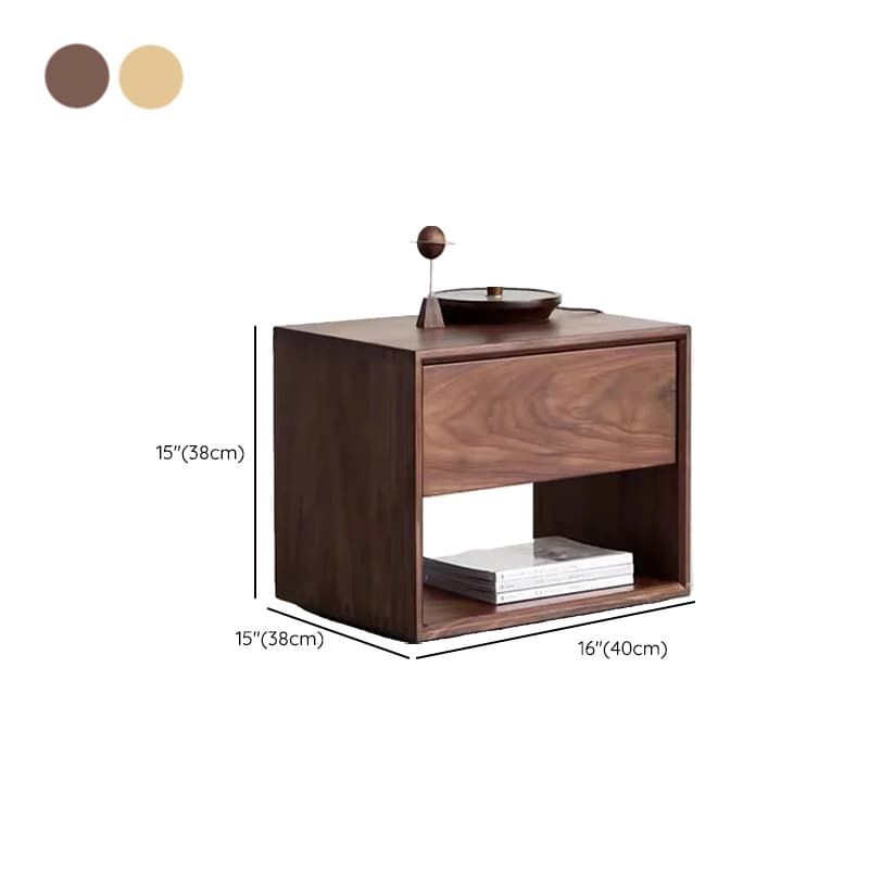 Solid Wood Open Shelf Nightstand with 1 Drawer in a Modish Style - image 15