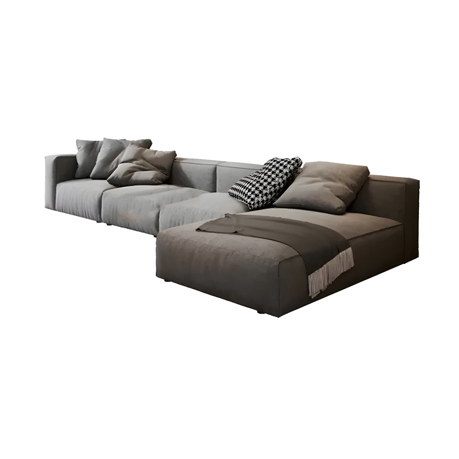 Modern Gray Chenille Stationary Sectional Sofa with Pillow Back and Wood Frame - image 15