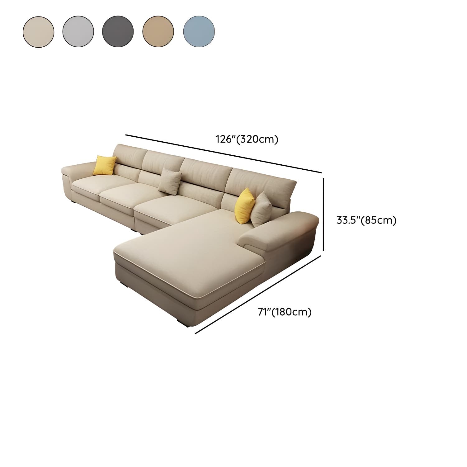 Modern L-Shape Wood Sectional Sofa Chaise with Pillow Top Arm and 3 Piece Set - image 15