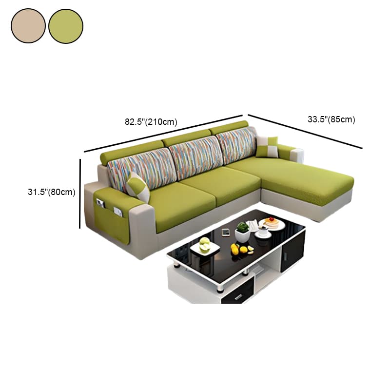 L-Shape Corner Sectional in Lavender/Olive Green/Beige with Left Hand Facing/Right Orientation - image 20