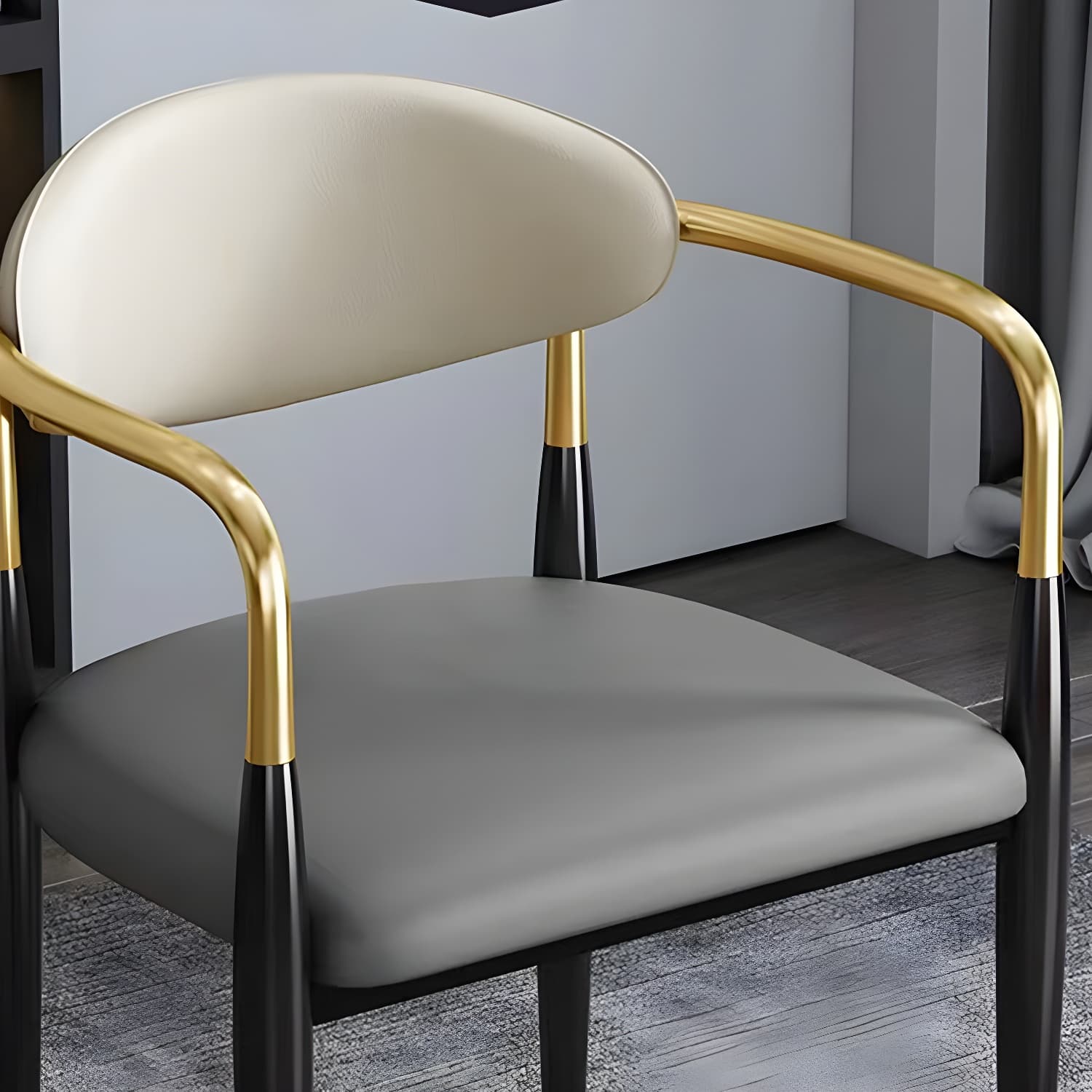 Contemporary Metal Dining Chair Black Legs Dining Room Arm Chair - image 13