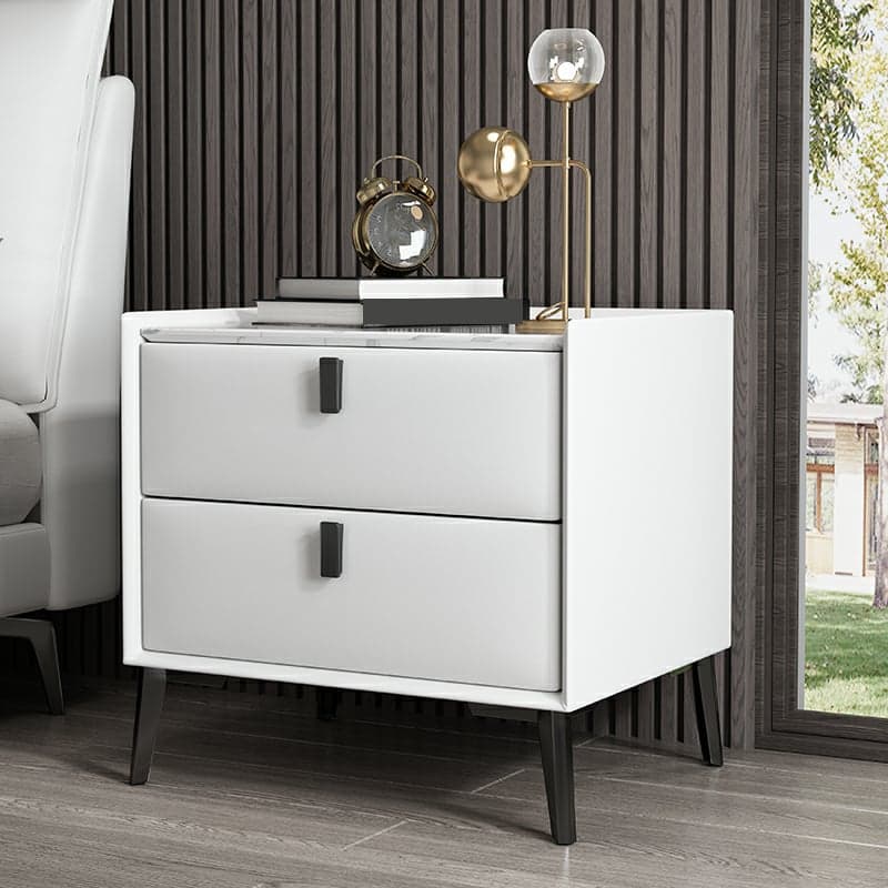 Contemporary 4 Legs Storage Drawer Nightstand with Black Handles for Bedroom - image 13