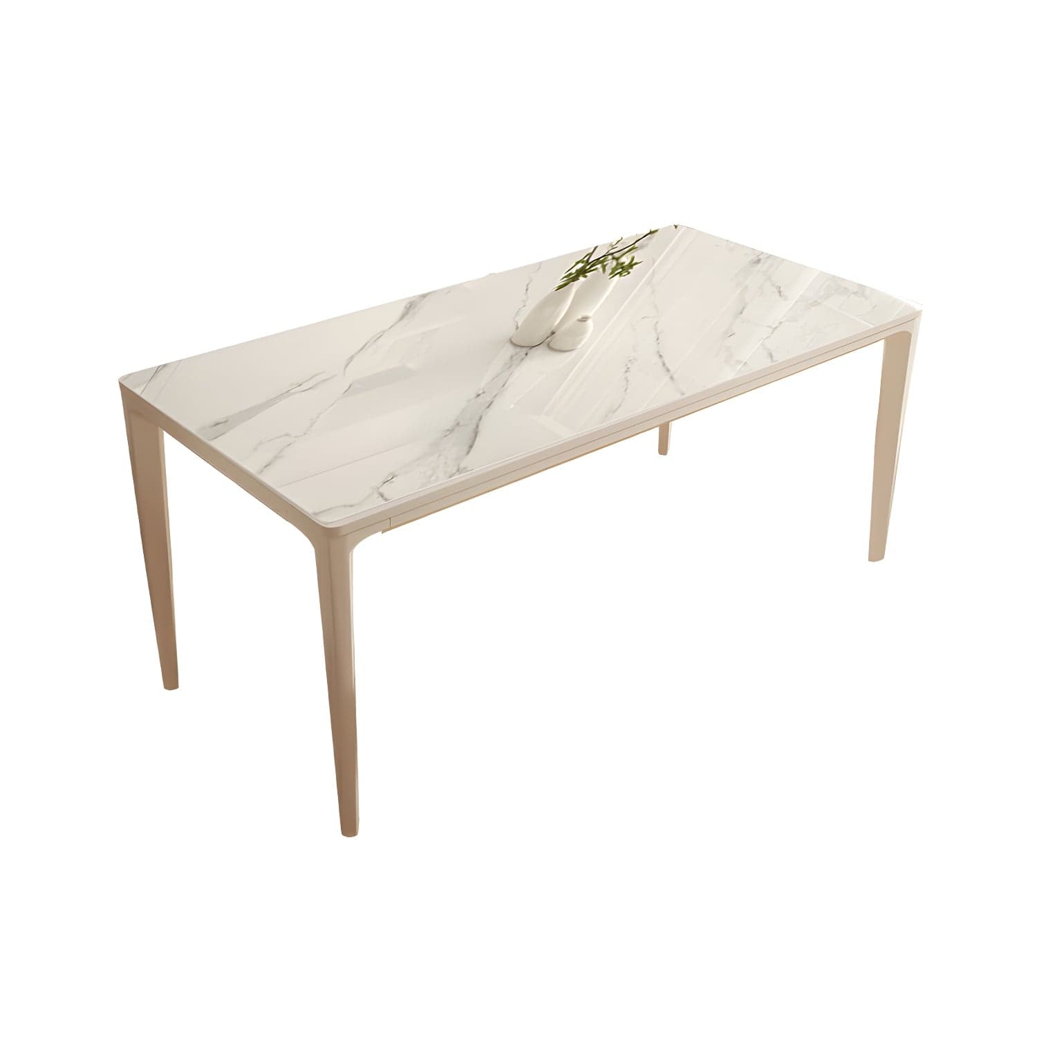Modern Stone Top Dining Table with Beige Metal Legs and Standard Height for Kitchen & Dining - image 5