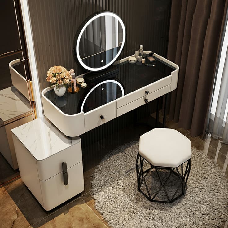 Contemporary Slate Countertop Adjustable Makeup Vanity with Drawers for Bedroom - image 6